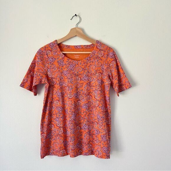 J. Jill Paisley Pima Slub Scoop Neck Tee Top Size XS - Picture 2 of 10